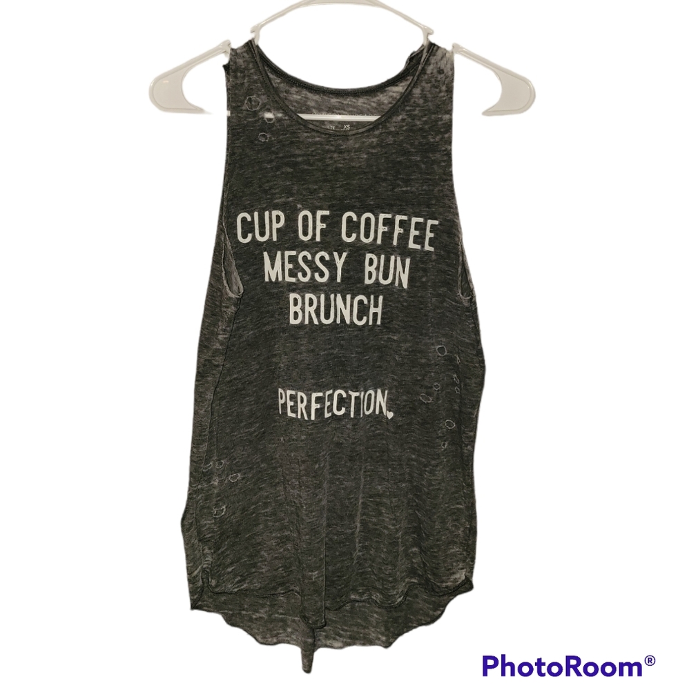 Grayson threads extra small Loose grey distressed hole coffee bun beautiful tank